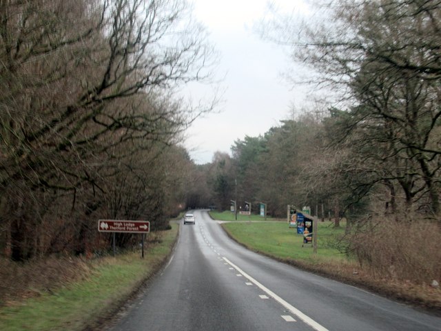 The B1107 Thetford Road at High Lodge Thetford Forest
