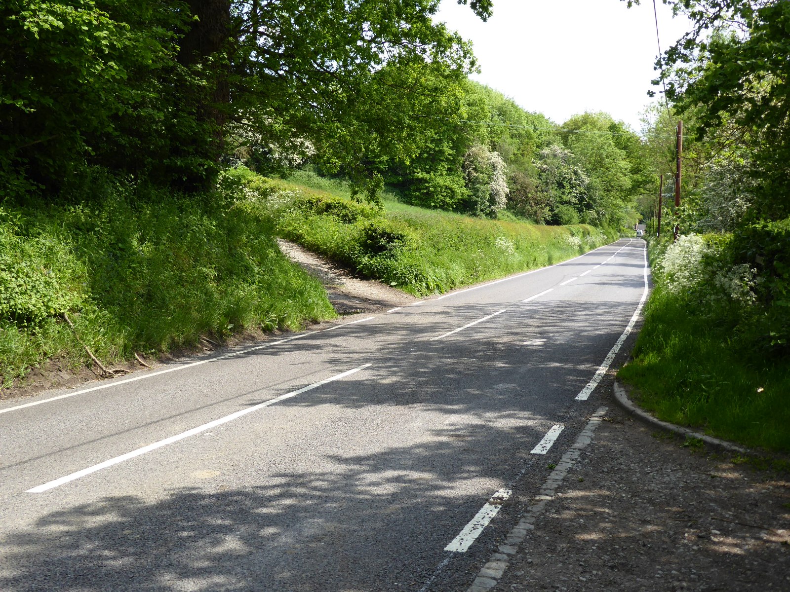 The B4373 beside the Willey estate, south of Broseley