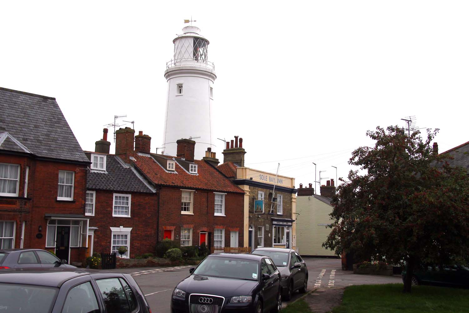 Southwold lighthouse from St James' Green — Southwold lighthouse (optional stop or nearby landmark; not necessarily visible from the road)